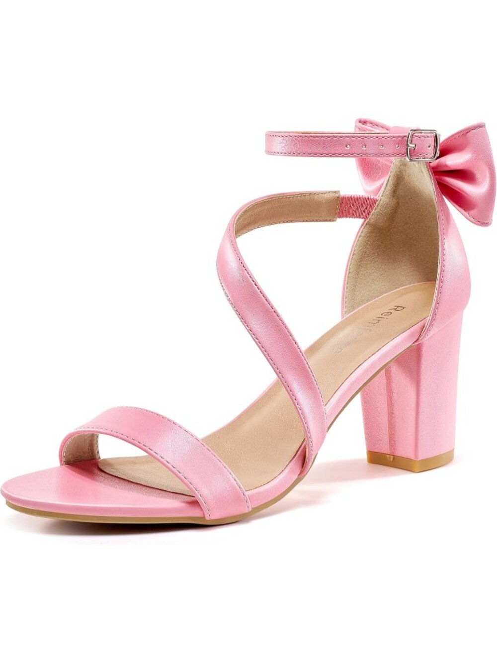 Women's Pink Faux Leather Comfortable Slip Resistant Adjustable Block Heels